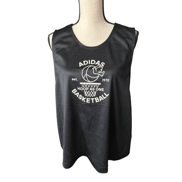 NWT ADIDAS HOOP AS ONE NETTED BLACK JERSEY TANK TOP SCOOP NECK SIZE XL - Picture 1 of 7